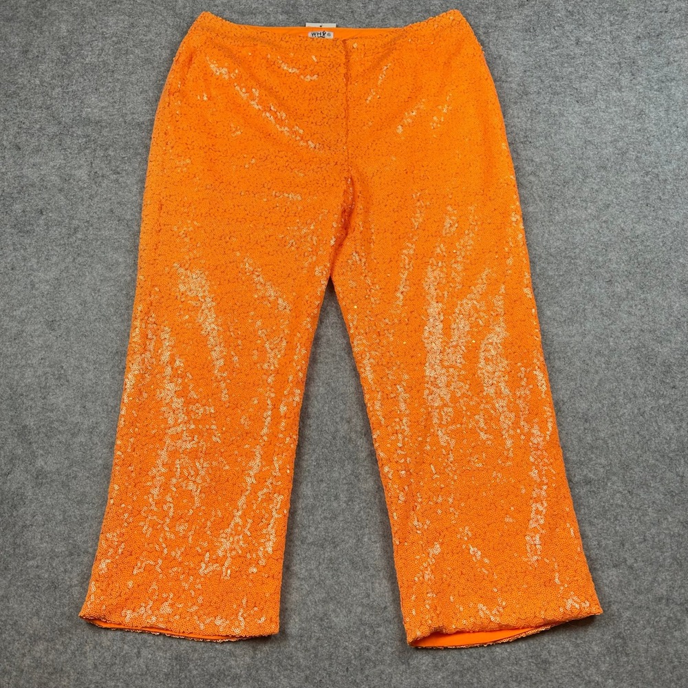 NWT WHY Dress Orange Sequin Angella Crop Pants Womens XXL Maximalism Glam Disco